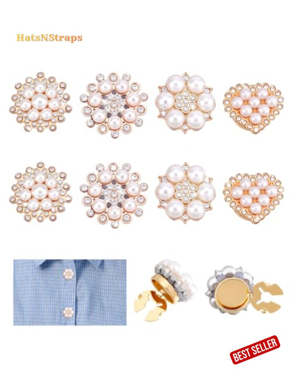 Vintage Pearl Rhinestone Button Covers Cufflinks Sleeve Buttons Craft Sewing